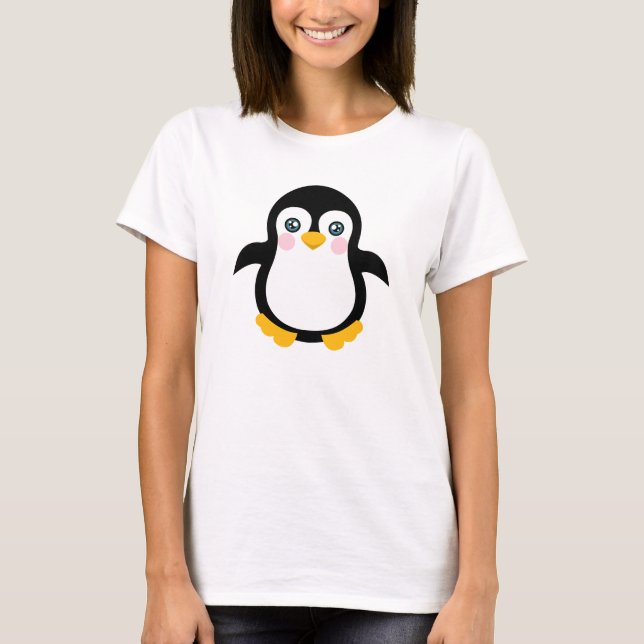 Cute Cartoon Penguin Design T-Shirt (Front)