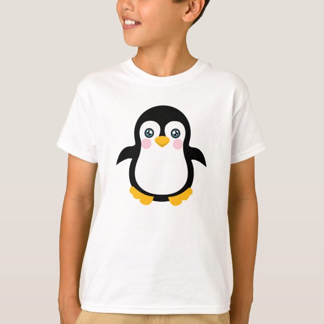 Cute Cartoon Penguin Design T-Shirt (Front)