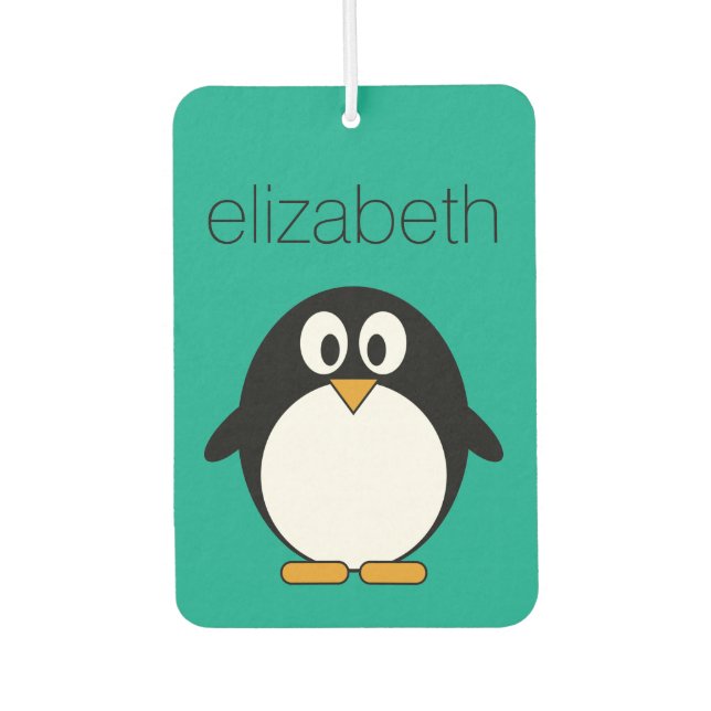 cute cartoon penguin emerald and black air freshener (Front)
