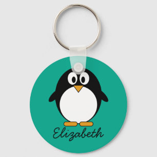 cute cartoon penguin emerald and black keychain