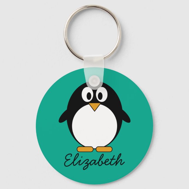 cute cartoon penguin emerald and black keychain (Front)