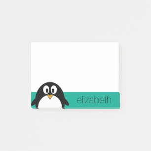 cute cartoon penguin emerald and black post-it notes