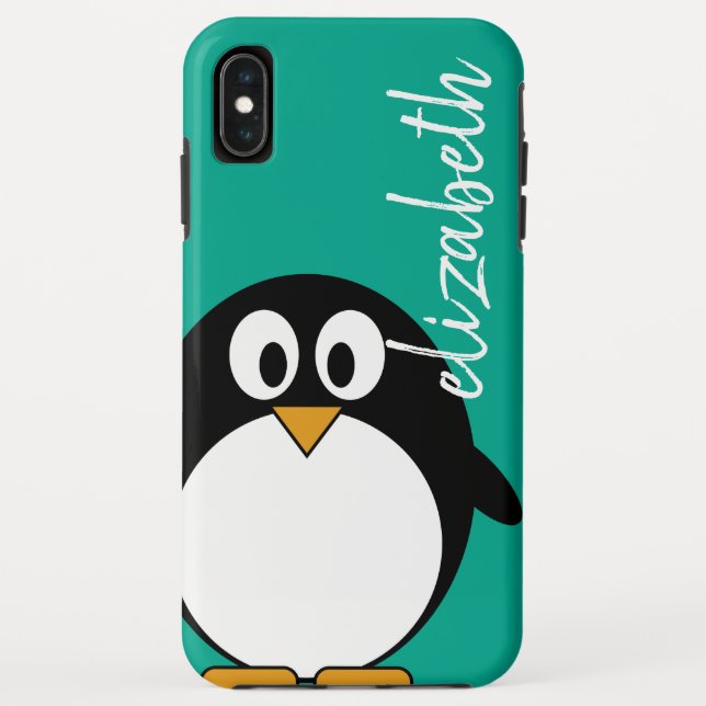 cute cartoon penguin emerald handwritten font Case-Mate iPhone case (Back)