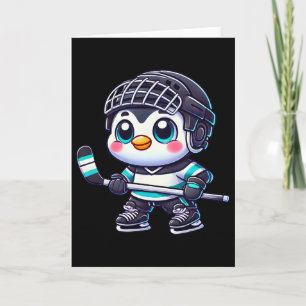 Cute Cartoon Penguin Ice Hockey Player  Card