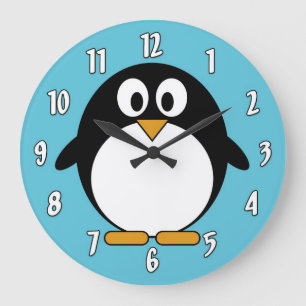 Cute Cartoon Penguin Large Clock