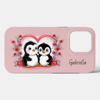 Cute Cartoon Penguin Lovers Heart Valentine’s Day 