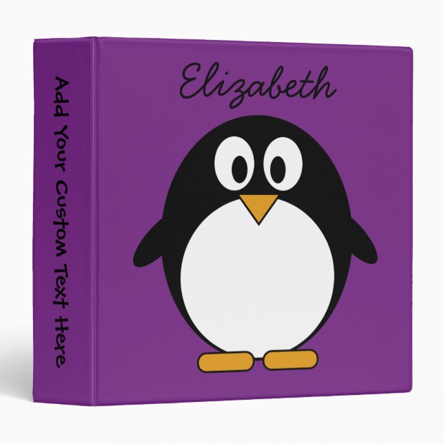 cute cartoon penguin purple binder (Front/Spine)