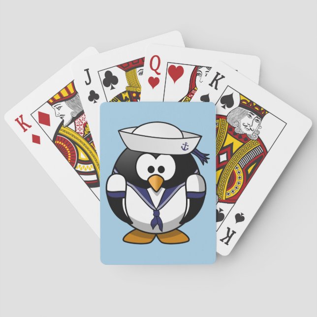 Cute cartoon Penguin Sailor Playing Cards (Back)