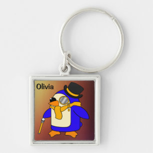 Cute cartoon penguin sunny yellow keychain