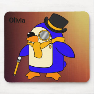 Cute cartoon penguin sunny yellow mouse pad
