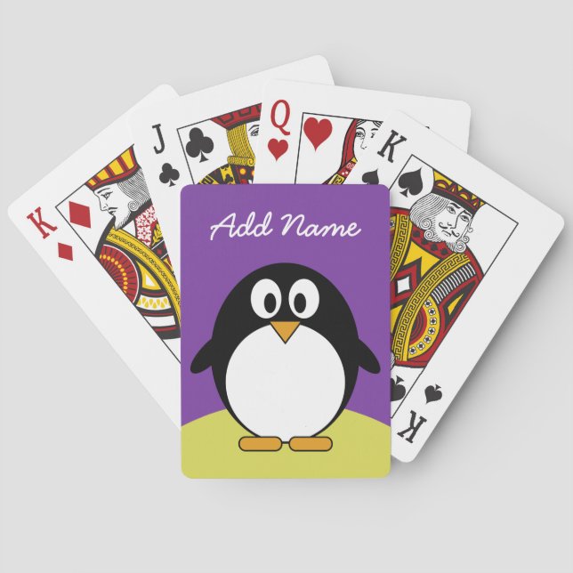 Cute Cartoon Penguin with bright colours Playing Cards (Back)