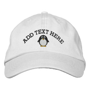 Cute Cartoon Penguin with Custom Name or Text Embroidered Hat