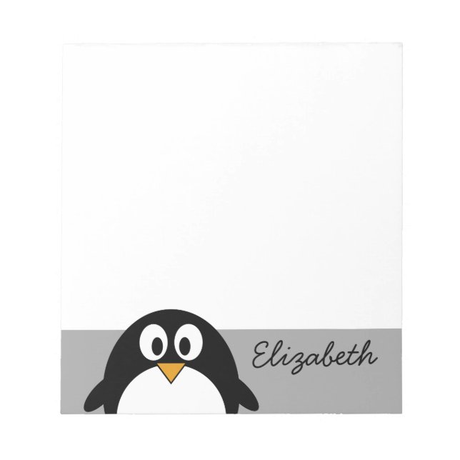Cute cartoon penguin with grey background notepad (Front)