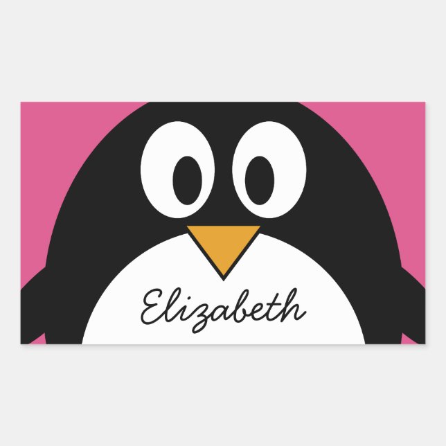 cute cartoon penguin with pink background sticker (Front)