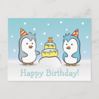 Cute Cartoon - Penguins Birthday Celebration