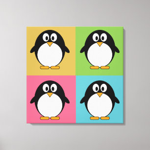 Cute Cartoon Penguins Canvas Print