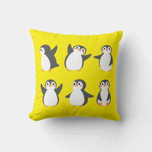Cute Cartoon Penguins Throw Pillow