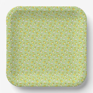 cute cartoon pet dog corgis pattern green paper plate