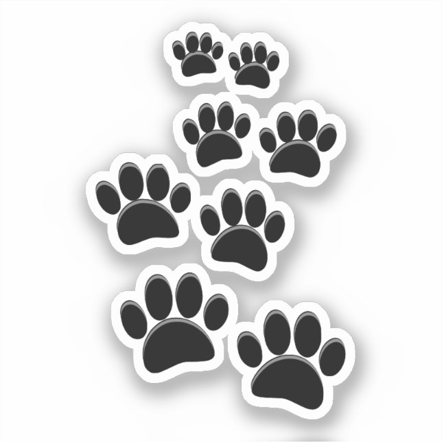 Cute Cartoon Pet Paw Trail Black (Front)