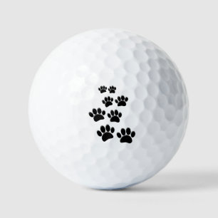 Cute Cartoon Pet Paw Trail Blck Golf Balls