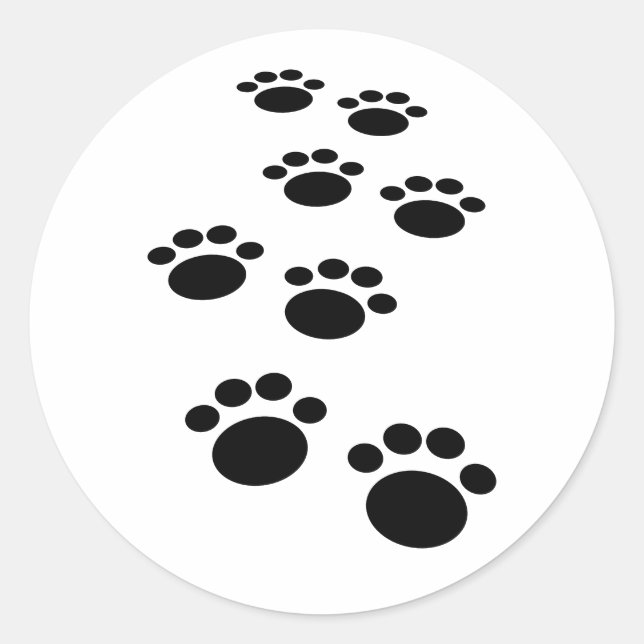 Cute Cartoon Pet Paw Trail Classic Round Sticker (Front)