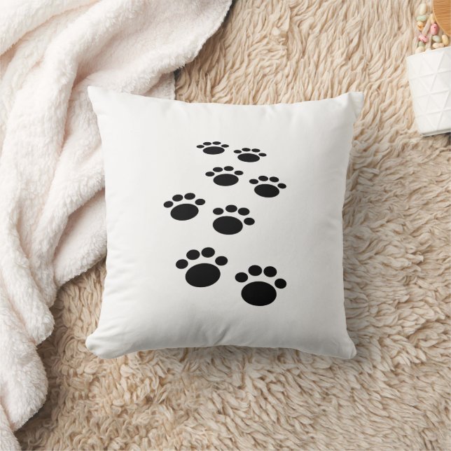 Cute Cartoon Pet Paw Trail Throw Pillow (Blanket)