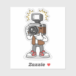 Cute Cartoon Photographer Custom-Cut Vinyl Sticker