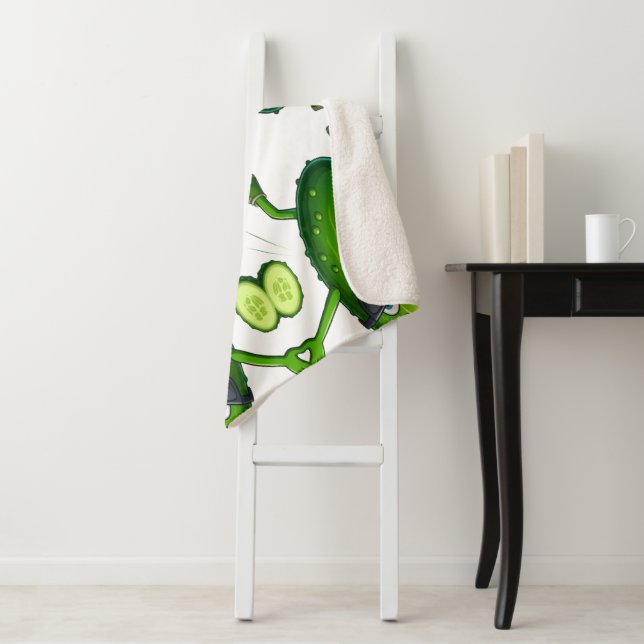 Cute Cartoon Pickle Character Fleece Blanket (In Situ)