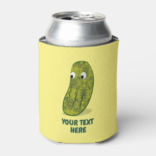 Cute Cartoon Pickle Drawing Custom Name Can Cooler
