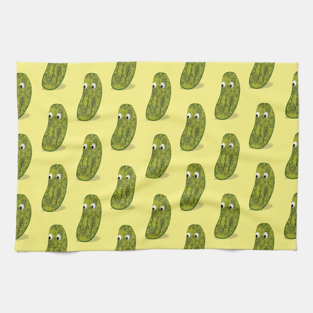 Cute Cartoon Pickle Drawing Kitchen Towel (Horizontal)