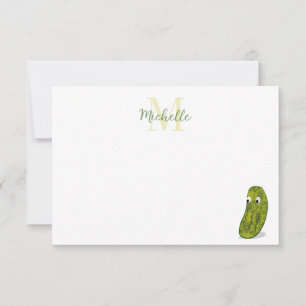 Cute Cartoon Pickle Personalized Monogram Card