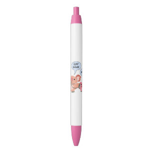 Cute Cartoon Pig Doctor and Patient Black Ink Pen