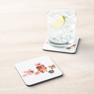 Cute Cartoon Pig Family Coasters Set