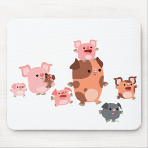 Cute Cartoon Pig Family Mousepad