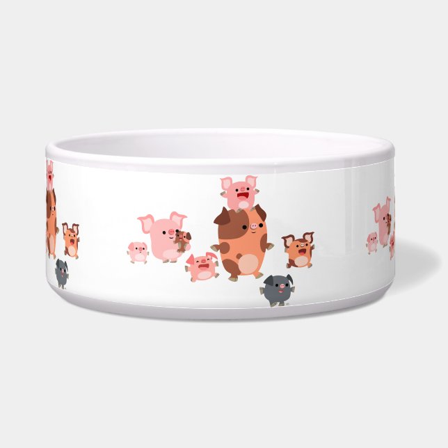 Cute Cartoon Pig Family Pet Bowl (Front)
