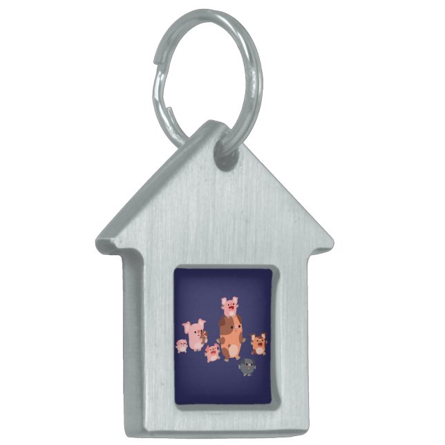 Cute Cartoon Pig Family Pet Tag (Front Left)