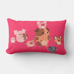Cute Cartoon Pig Family Throw Pillow