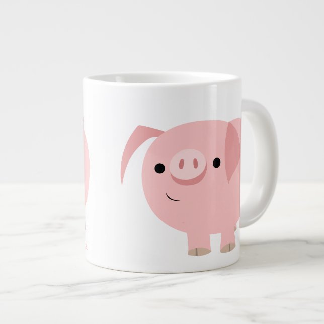 Cute Cartoon Pig Jumbo Mug (Front Right)