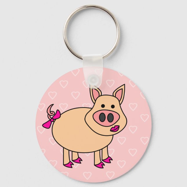 Cute Cartoon Pig Keychain (Front)