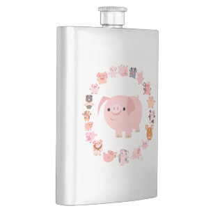 Cute Cartoon Pig Mandala Classique Flacon
