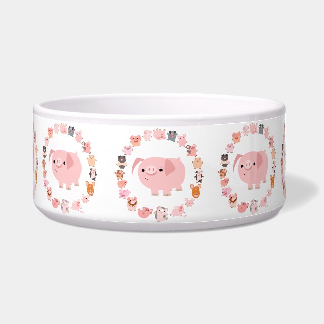 Cute Cartoon Pig Mandala Pet Bowl (Front)