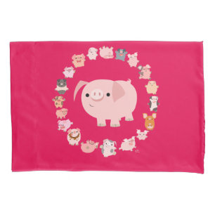 Cute Cartoon Pig Mandala Pillowcase