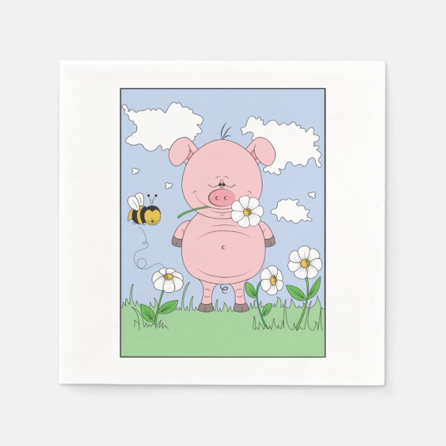 Cute Cartoon Pig Napkin (Front)