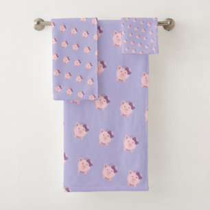 Cute Cartoon Pig Pattern Bath Towel Set
