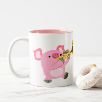 Cute Cartoon Pig Playing Trumpet Mug