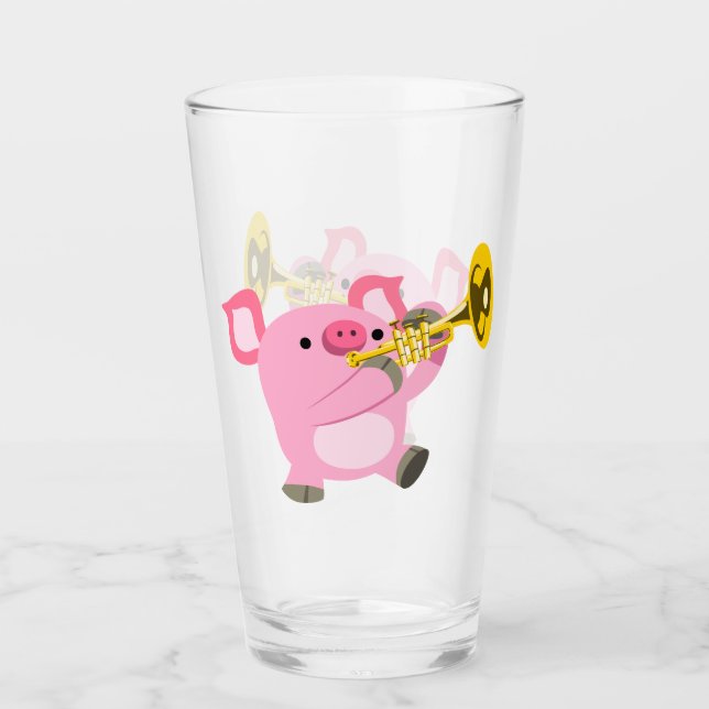 Cute Cartoon Pig Playing Trumpet Tumbler (Front)