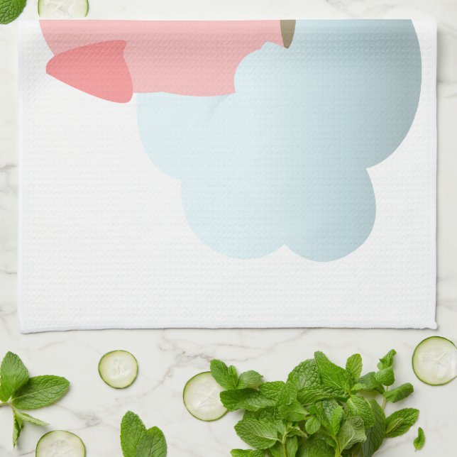 Cute Cartoon Pig Reader on Cloud Kitchen Towel (Folded)