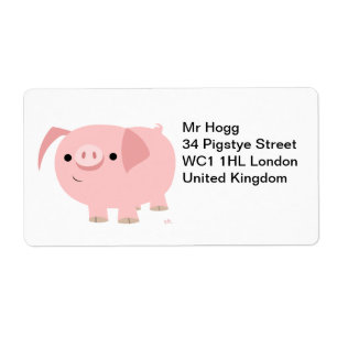 Cute Cartoon Pig Shipping Label