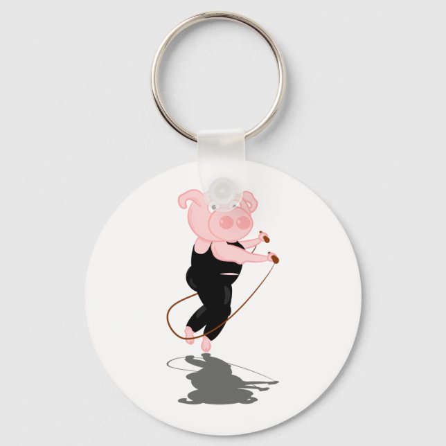 Cute Cartoon Pig Skipping Keychain (Front)