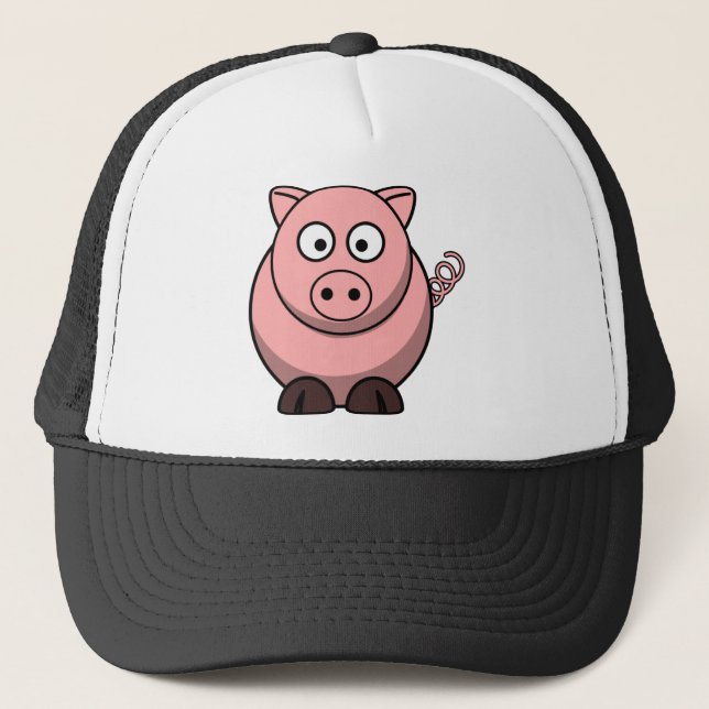 Cute Cartoon Pig Trucker Hat (Front)